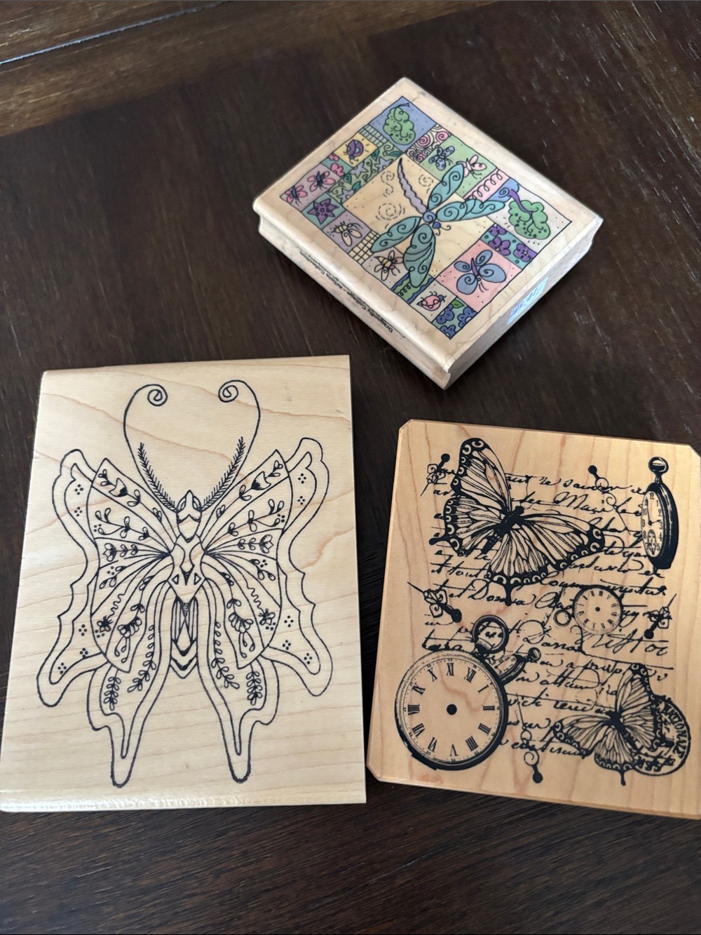 Butterfly Wood Stamp Set — Natural Wood Finish
